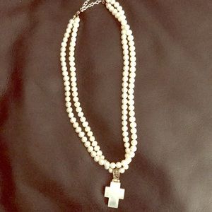 Pearl and cross necklace